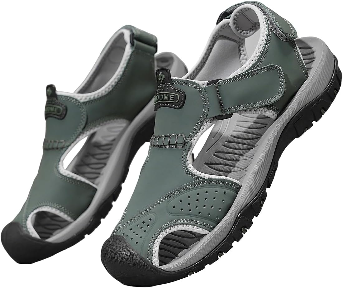 Мужские кожаные сандалии для рыбалки с закрытым носком, с регулируемым ремешком, для прогулок на открытом воздухе, пляжа, спорта и повседневного летнего ношения Modme, зеленый
Мужские кожаные сандалии для рыбалки с закрытым носком, с регулируемым ремешком, для прогулок на открытом воздухе, пляжа, спорта и повседневного летнего ношения Modme, зеленый