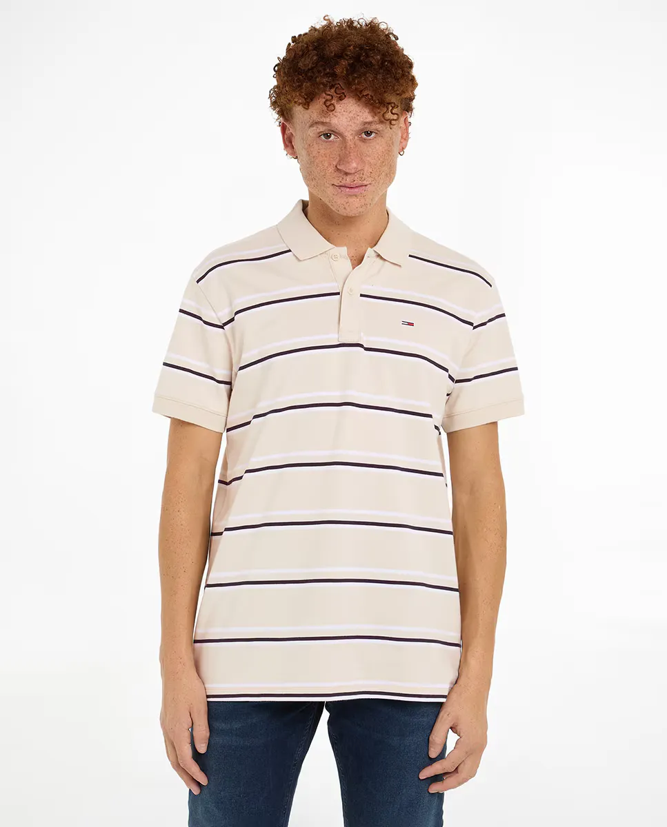 Мужская рубашка-поло в полоску с короткими рукавами Tommy Jeans, бежевый
Мужская рубашка-поло в полоску с короткими рукавами Tommy Jeans, бежевый