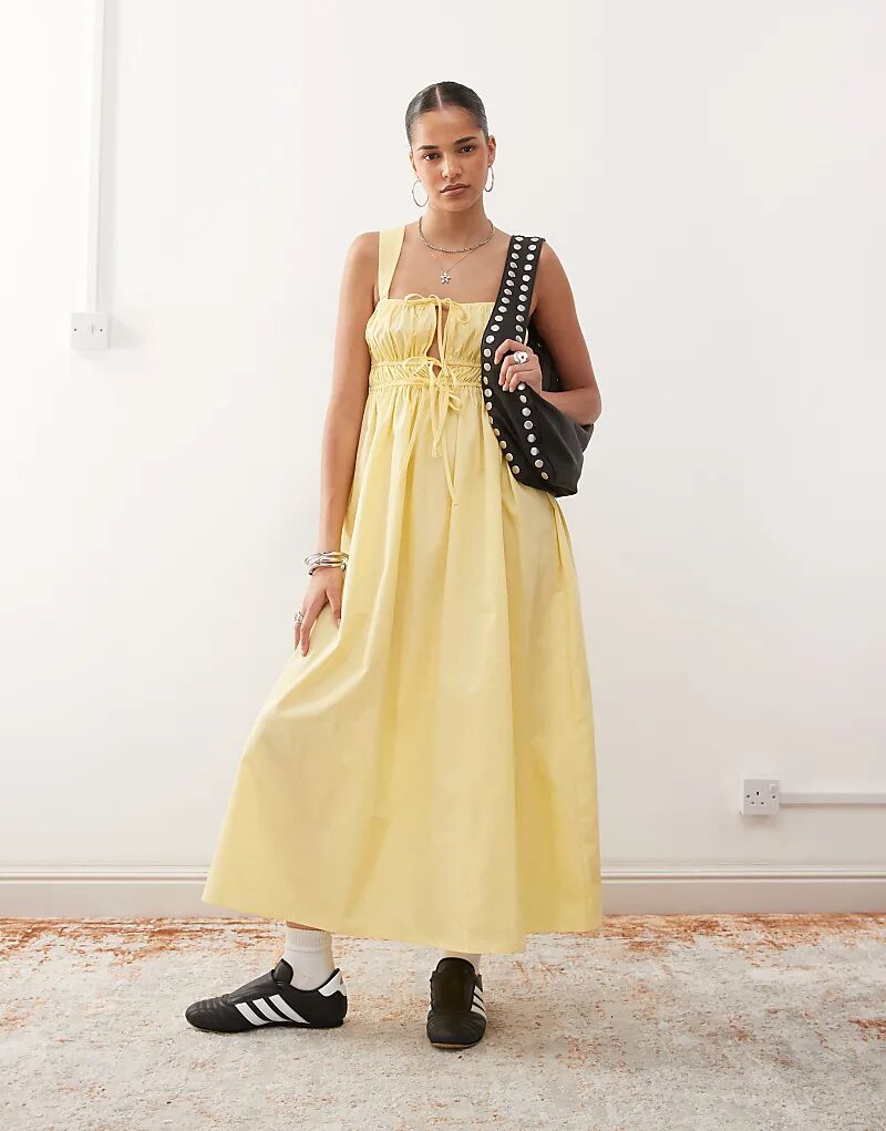 Платье макси COLLUSION с завязкой в цвете пахты и желтого цвета 
Платье макси COLLUSION с завязкой в цвете пахты и желтого цвета