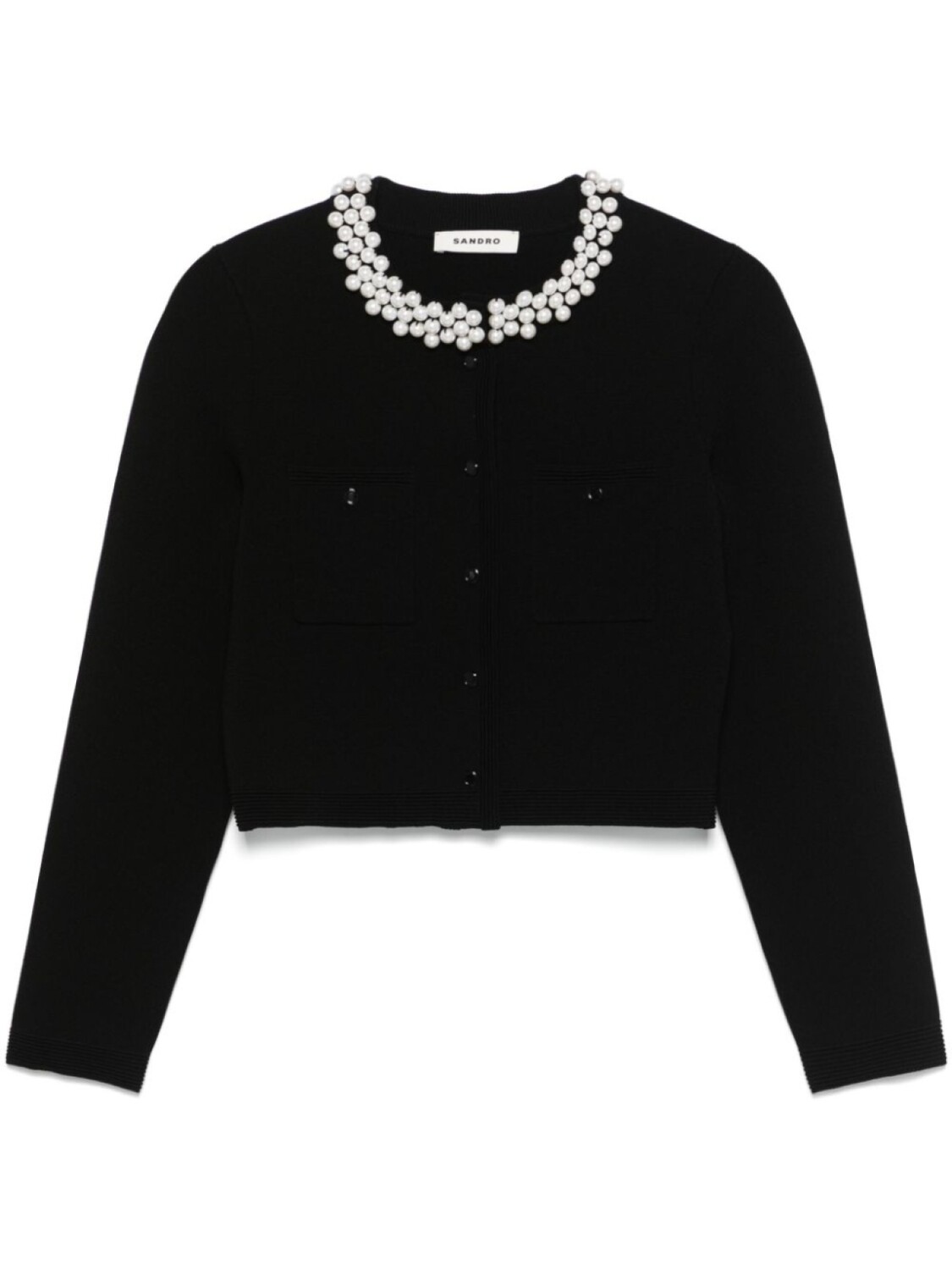 SANDRO кардиган с искусственным жемчугом, черный 
SANDRO кардиган с искусственным жемчугом, черный