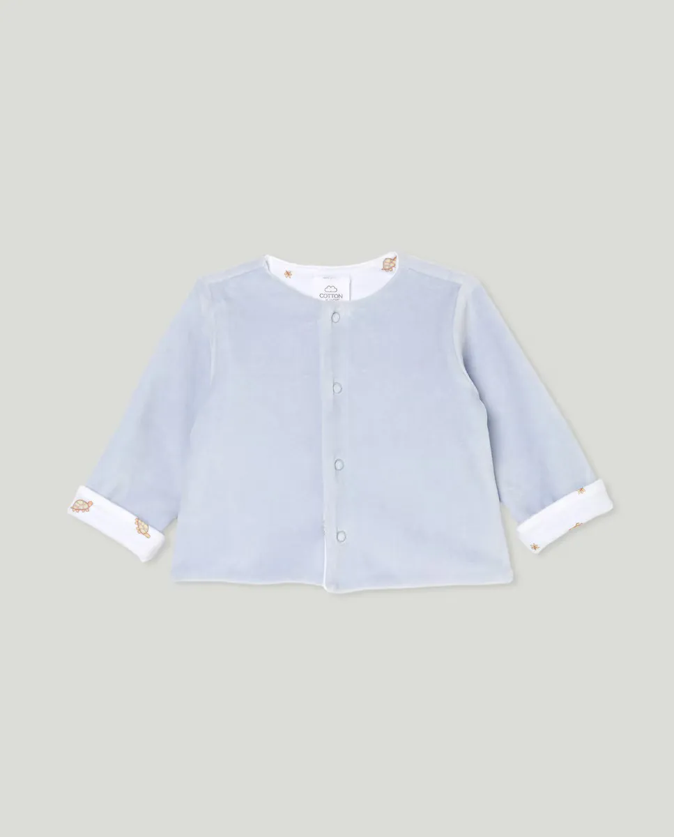 Детская двусторонняя пижамная куртка для мальчика Cotton Juice, синий 
Детская двусторонняя пижамная куртка для мальчика Cotton Juice, синий