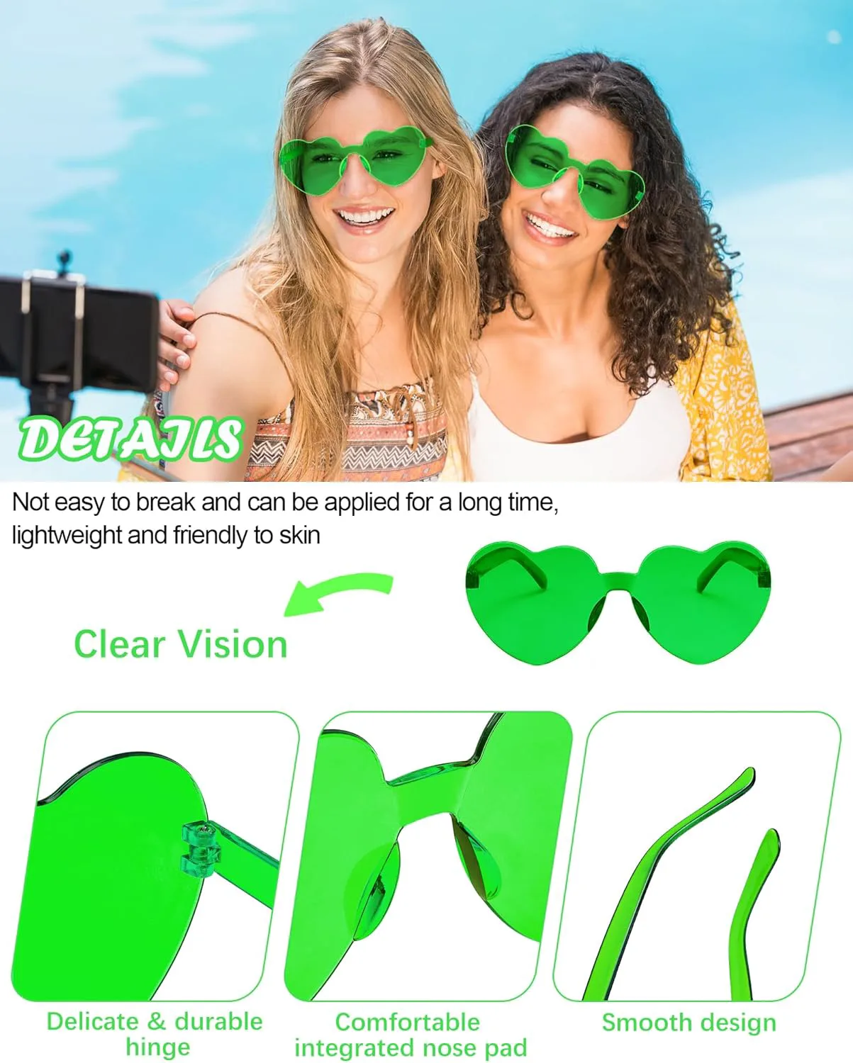 14/16/18 пар солнцезащитных очков в форме сердца, конфетные цвета, без оправы, забавные очки в форме сердца для женщин, сувениры для вечеринок LYMOJOR, 14 Pack Green
14/16/18 пар солнцезащитных очков в форме сердца, конфетные цвета, без оправы, забавные очки в форме сердца для женщин, сувениры для вечеринок LYMOJOR, 14 Pack Green
