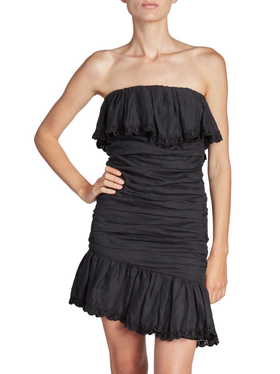 Мини-платье без бретелек с рюшами Oxani Isabel Marant, черный
Мини-платье без бретелек с рюшами Oxani Isabel Marant, черный