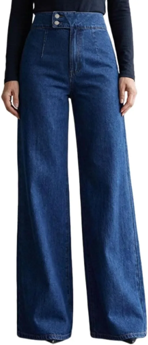 Женские джинсы с высокой талией и широкими штанинами
Женские джинсы с высокой талией и широкими штанинами