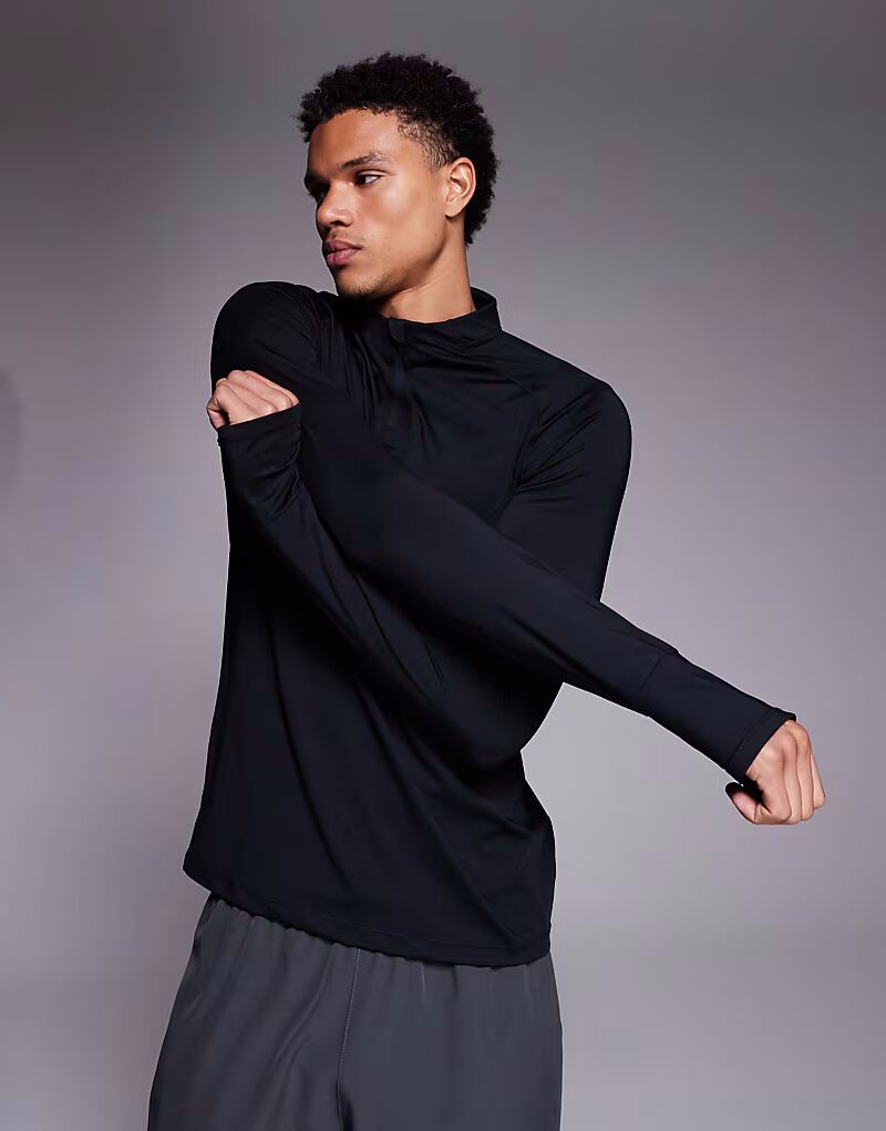 Облегающий топ для бега с длинным рукавом и застежкой-молнией 1/4, черный цвет 4505
Облегающий топ для бега с длинным рукавом и застежкой-молнией 1/4, черный цвет 4505
