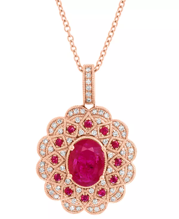 Ожерелье с подвеской Effy длиной 18 дюймов из 14-каратного розового золота с рубинами (1-1/2 карата) и бриллиантами (1/4 карата) Effy Collection, ruby
Ожерелье с подвеской Effy длиной 18 дюймов из 14-каратного розового золота с рубинами (1-1/2 карата) и бриллиантами (1/4 карата) Effy Collection, ruby