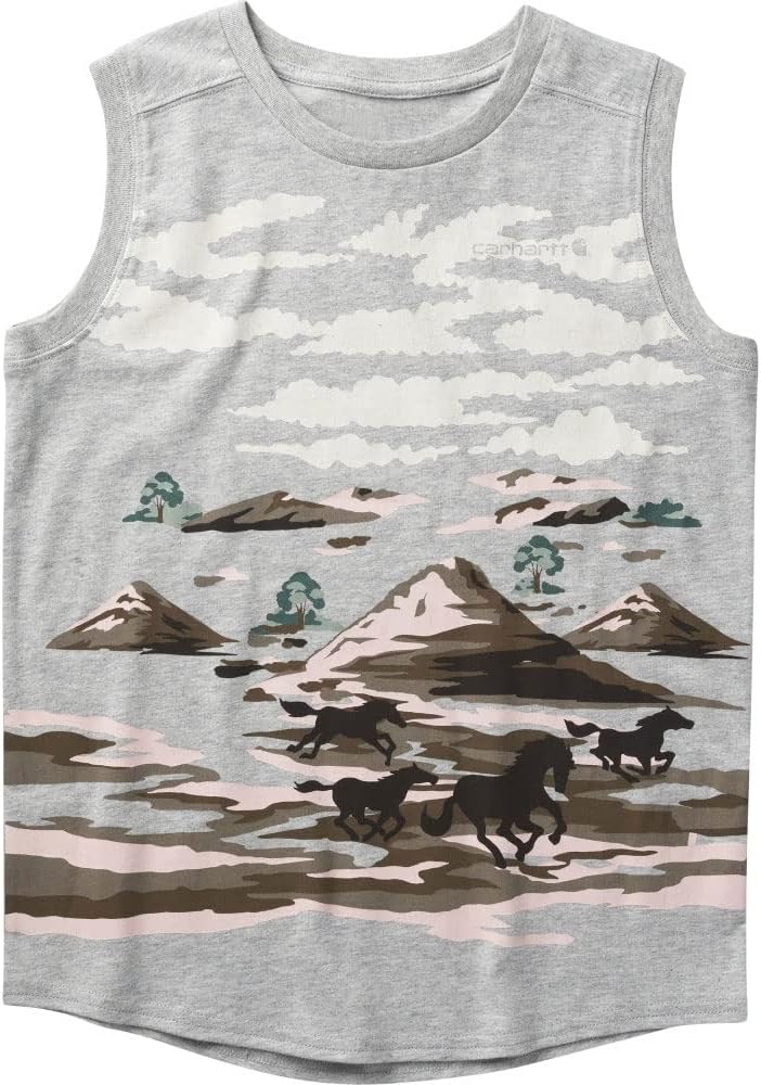 Carhartt Girls' Sleeveless Crewneck Mountain Landscape T-Shirt, Grey Heather, Серый, Carhartt Girls' Sleeveless Crewneck Mountain Landscape T-Shirt, Grey Heather
Carhartt Girls' Sleeveless Crewneck Mountain Landscape T-Shirt, Grey Heather, Серый, Carhartt Girls' Sleeveless Crewneck Mountain Landscape T-Shirt, Grey Heather