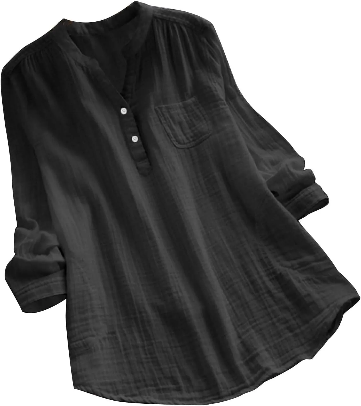 Женская хлопковая льняная рубашка с длинным рукавом и V-образным вырезом
Женская хлопковая льняная рубашка с длинным рукавом и V-образным вырезом