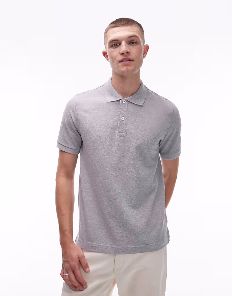 Рубашка поло с короткими рукавами ARKET из пике-джерси серого меланжевого цвета
Рубашка поло с короткими рукавами ARKET из пике-джерси серого меланжевого цвета