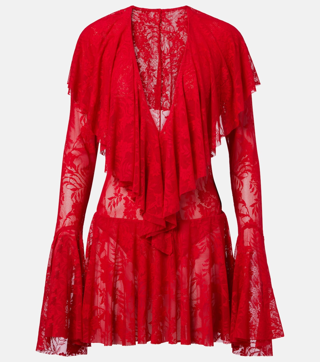 Облегающее полупрозрачное кружевное мини-платье с рюшами Norma Kamali, Tiger Red
Облегающее полупрозрачное кружевное мини-платье с рюшами Norma Kamali, Tiger Red
