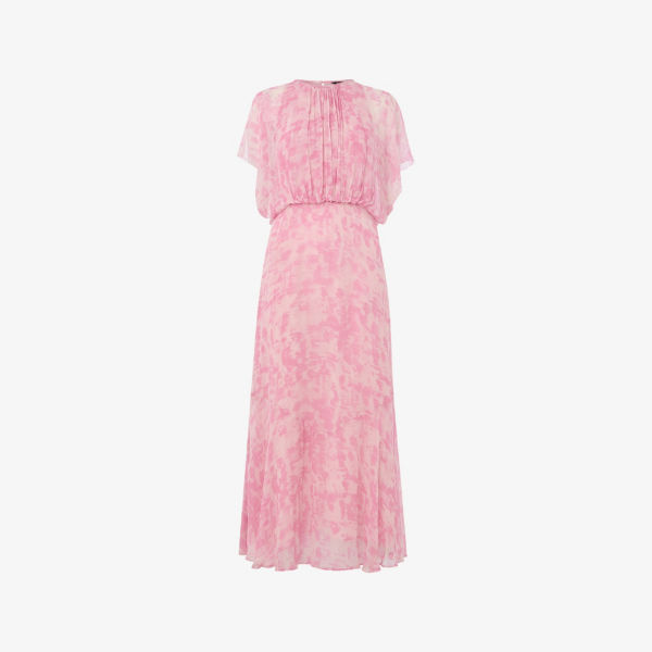 Платье миди Whistles с эффектом мазков кистью и сборками, розовый
Платье миди Whistles с эффектом мазков кистью и сборками, розовый