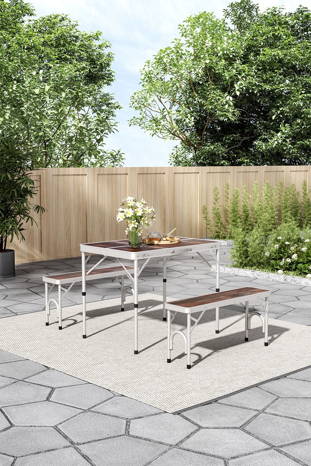 Стол для пикника с двумя скамейками Living and Home, коричневый
Стол для пикника с двумя скамейками Living and Home, коричневый