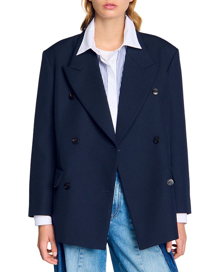 Шерстяной пиджак с добавками Sandro, синий
Шерстяной пиджак с добавками Sandro, синий