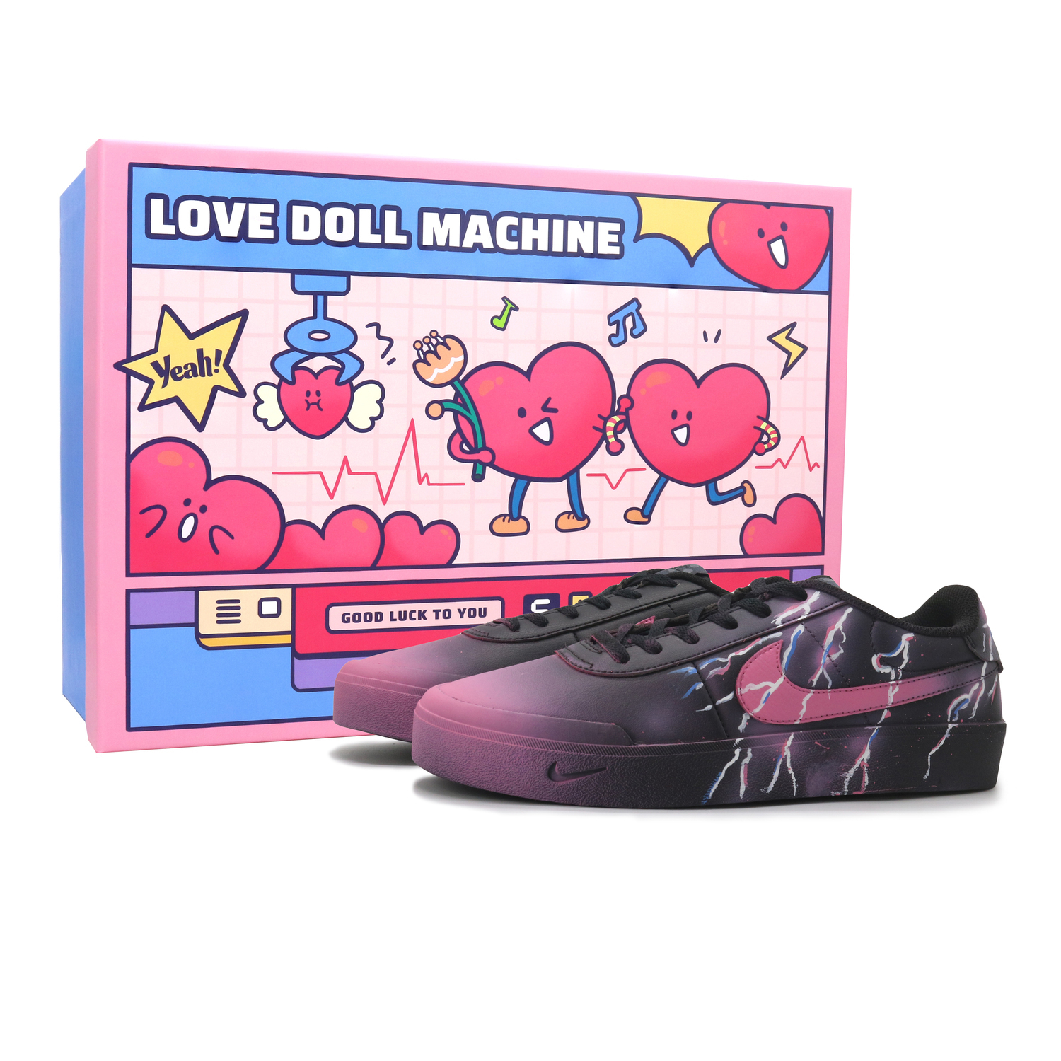 Nike Кроссовки для скейтбординга Court Shot Pink Lightning износостойкие и легкие мужские черно-розовые, цвет Black Pink-Box 2
Nike Кроссовки для скейтбординга Court Shot Pink Lightning износостойкие и легкие мужские черно-розовые, цвет Black Pink-Box 2