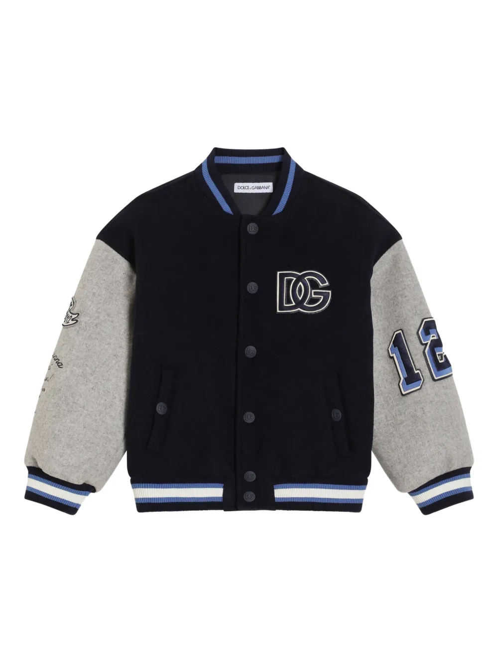 Бомбер с логотипом Dolce & Gabbana Kids, синий
Бомбер с логотипом Dolce & Gabbana Kids, синий