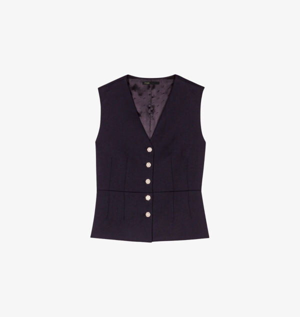 Жилет без рукавов из эластичной ткани с V-образным вырезом Maje, синий
Жилет без рукавов из эластичной ткани с V-образным вырезом Maje, синий