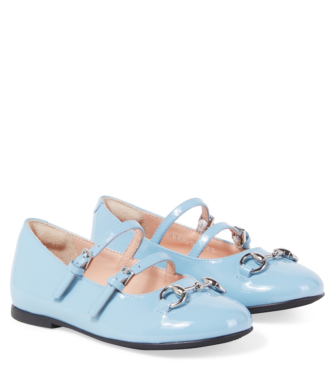 Балетки из лаковой кожи с подвеской Horsebit Gucci Kids, Cielo
Балетки из лаковой кожи с подвеской Horsebit Gucci Kids, Cielo