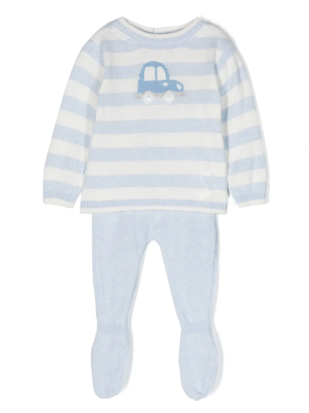 Комплект из топа и брюк вязки интарсия Patachou, синий 
Комплект из топа и брюк вязки интарсия Patachou, синий