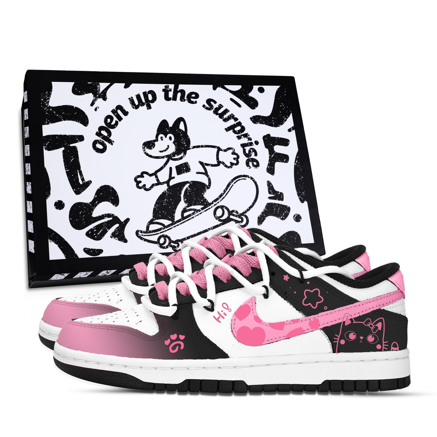 Nike Скейтерские кросcовки Dunk Peeking нескользящие износостойкие низкие унисекс розовый черный белый - розовый черный белый, цвет Pink Black White 
Nike Скейтерские кросcовки Dunk Peeking нескользящие износостойкие низкие унисекс розовый черный белый - розовый черный белый, цвет Pink Black White