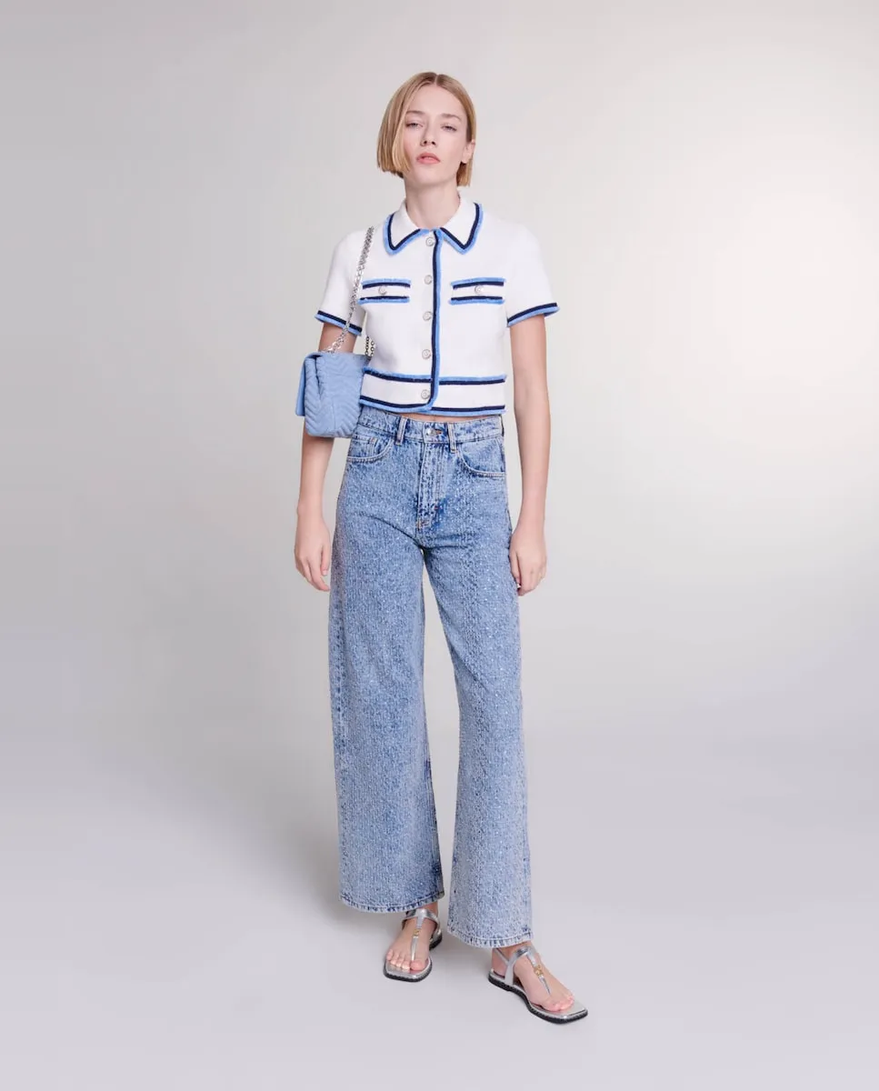 Женские широкие прямые джинсы с высокой посадкой и стразами Maje, синий
Женские широкие прямые джинсы с высокой посадкой и стразами Maje, синий