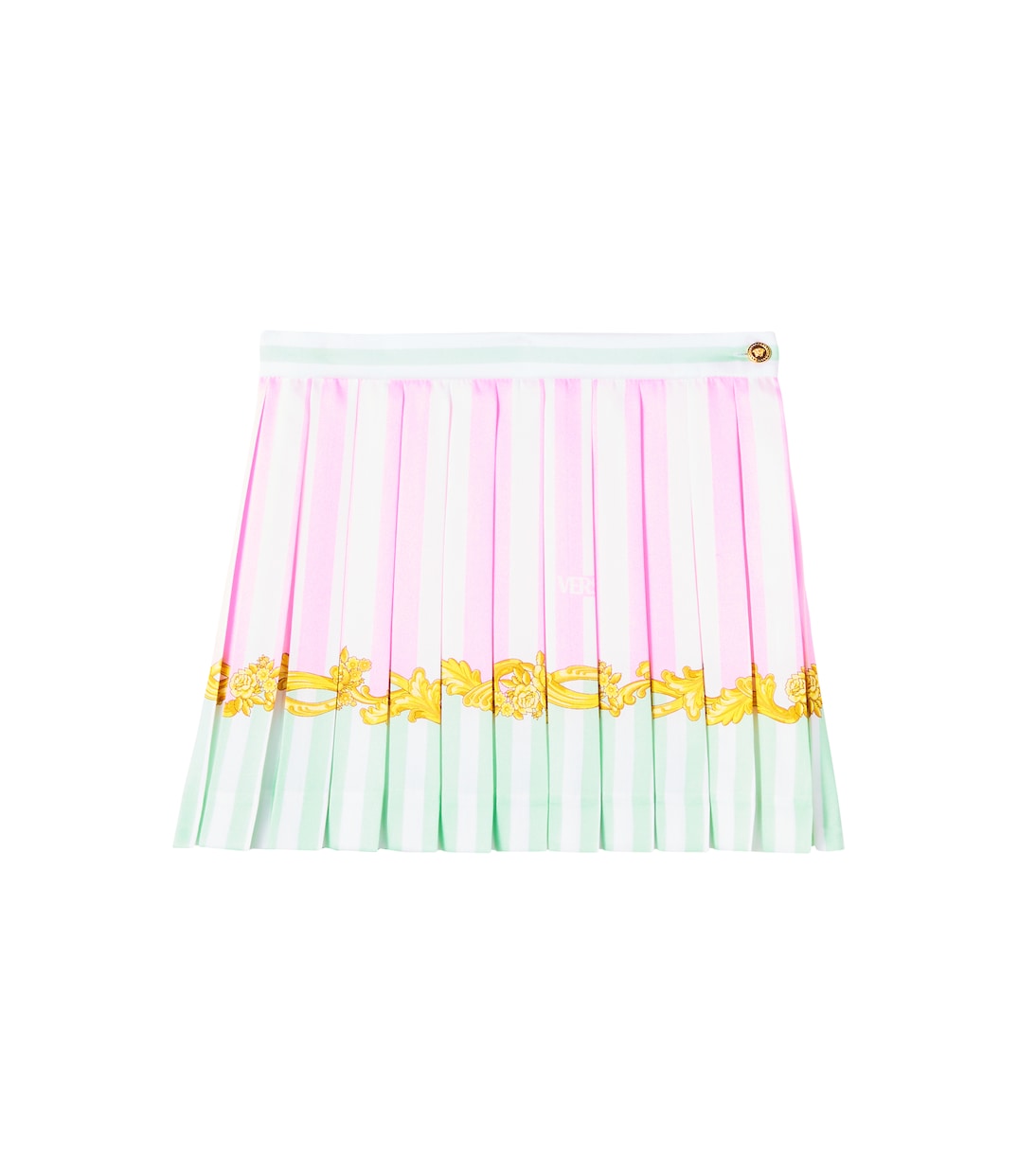 Полосая плиссированная юбка из твила Versace Kids, 95Pastel Pink + Pastel Mint
Полосая плиссированная юбка из твила Versace Kids, 95Pastel Pink + Pastel Mint