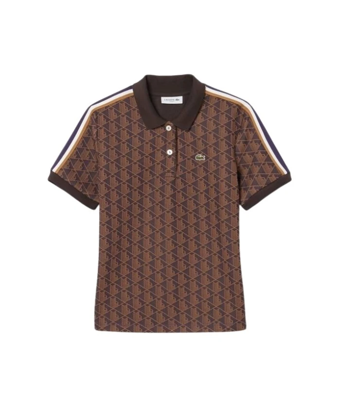 Поло приталенного кроя с монограммой Lacoste, коричневый
Поло приталенного кроя с монограммой Lacoste, коричневый