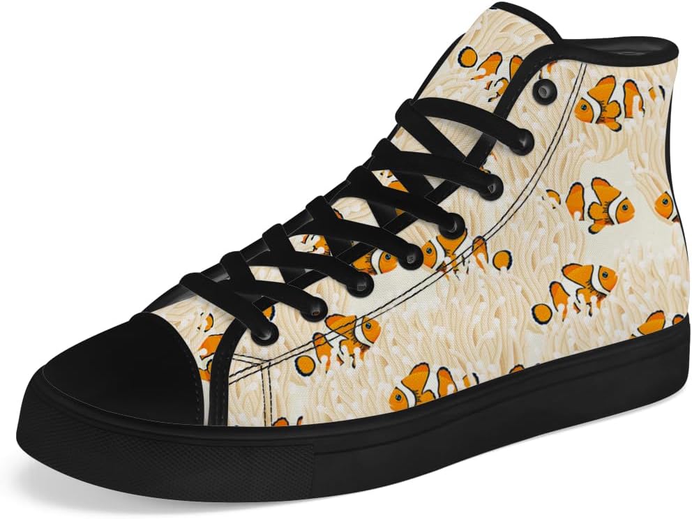 Мужские и женские кеды-кроссовки с высокой посадкой из холста с фантазийным рисунком клоунской рыбки, шнуровка, повседневная обувь Chebing, оранжевый
Мужские и женские кеды-кроссовки с высокой посадкой из холста с фантазийным рисунком клоунской рыбки, шнуровка, повседневная обувь Chebing, оранжевый