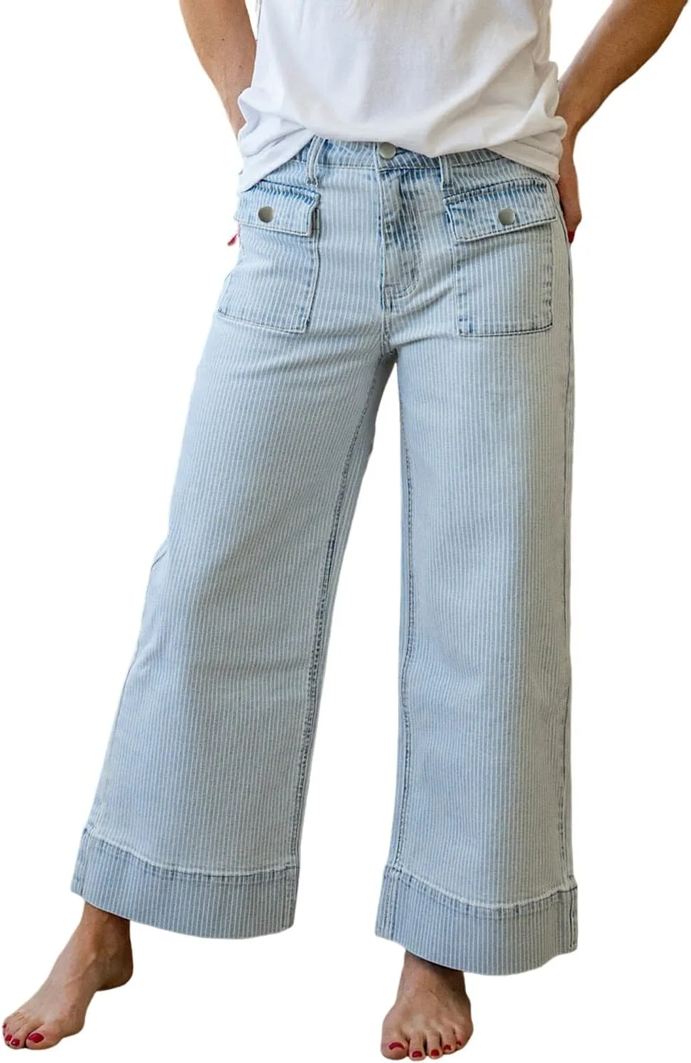 Urchics женские повседневные брюки sky blue stripe с карманом на пуговице и широкими штанинами
Urchics женские повседневные брюки sky blue stripe с карманом на пуговице и широкими штанинами