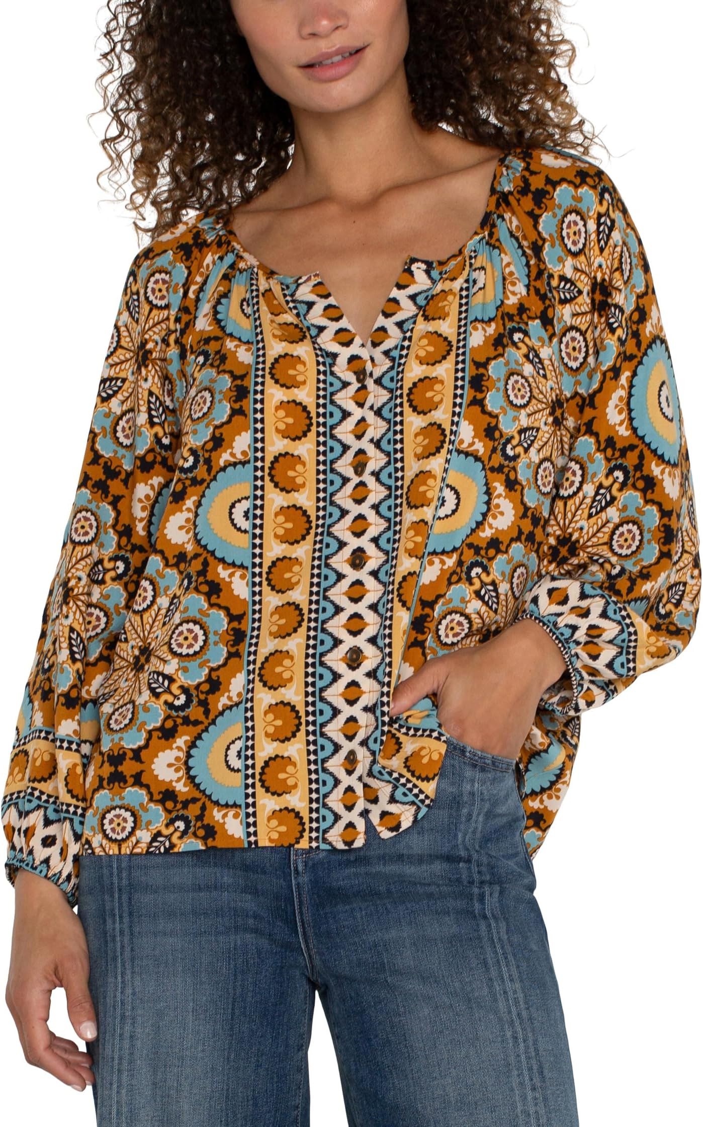Блуза Liverpool Los Angeles Long Sleeve Button Front Woven Blouse, цвет Ocean Jasper Multi 2
Блуза Liverpool Los Angeles Long Sleeve Button Front Woven Blouse, цвет Ocean Jasper Multi 2