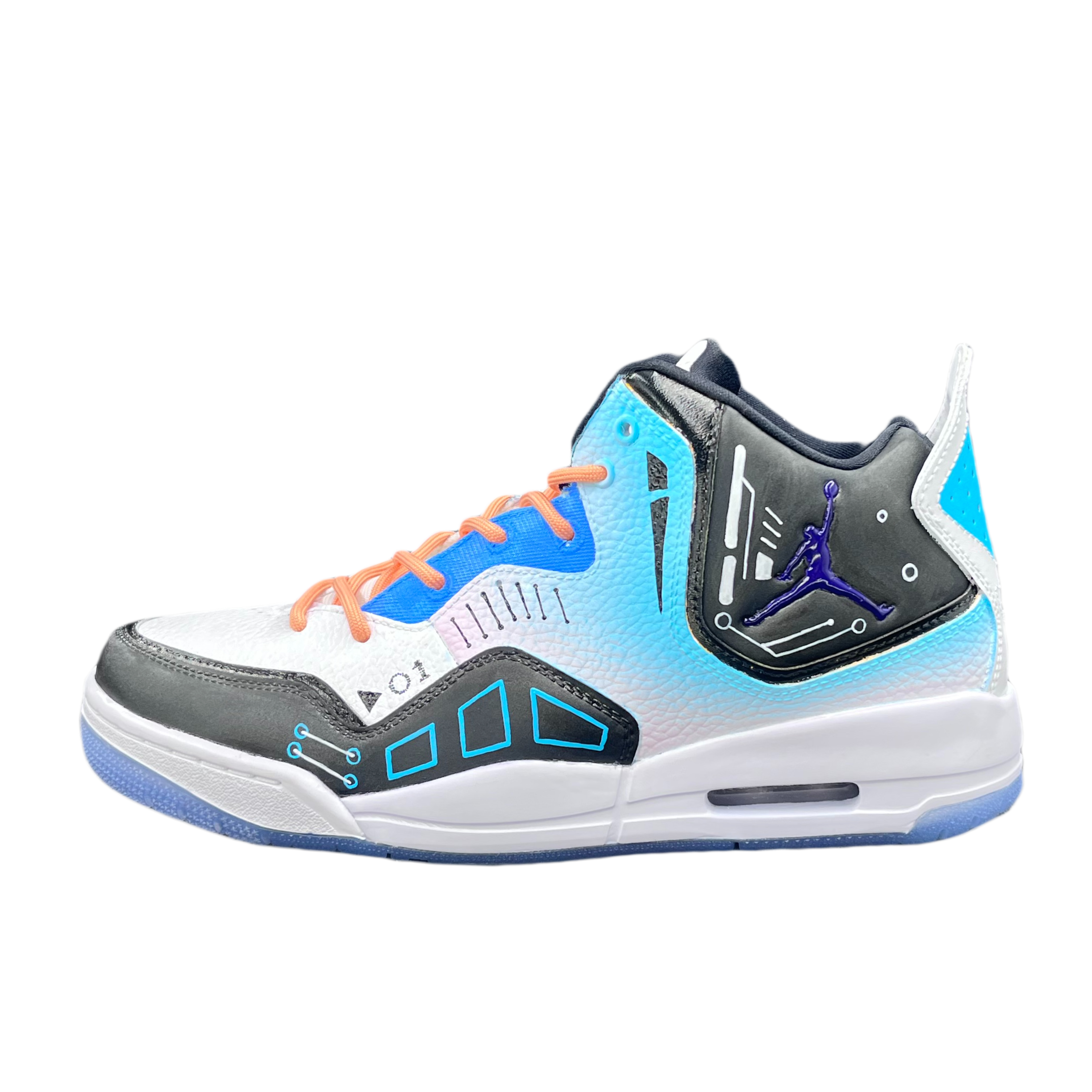 Jordan Баскетбольные кроссовки Courtside 23 HEN-Ji с противоскользящей подошвой, износостойкие, винтажные, среднего размера, синие 
Jordan Баскетбольные кроссовки Courtside 23 HEN-Ji с противоскользящей подошвой, износостойкие, винтажные, среднего размера, синие