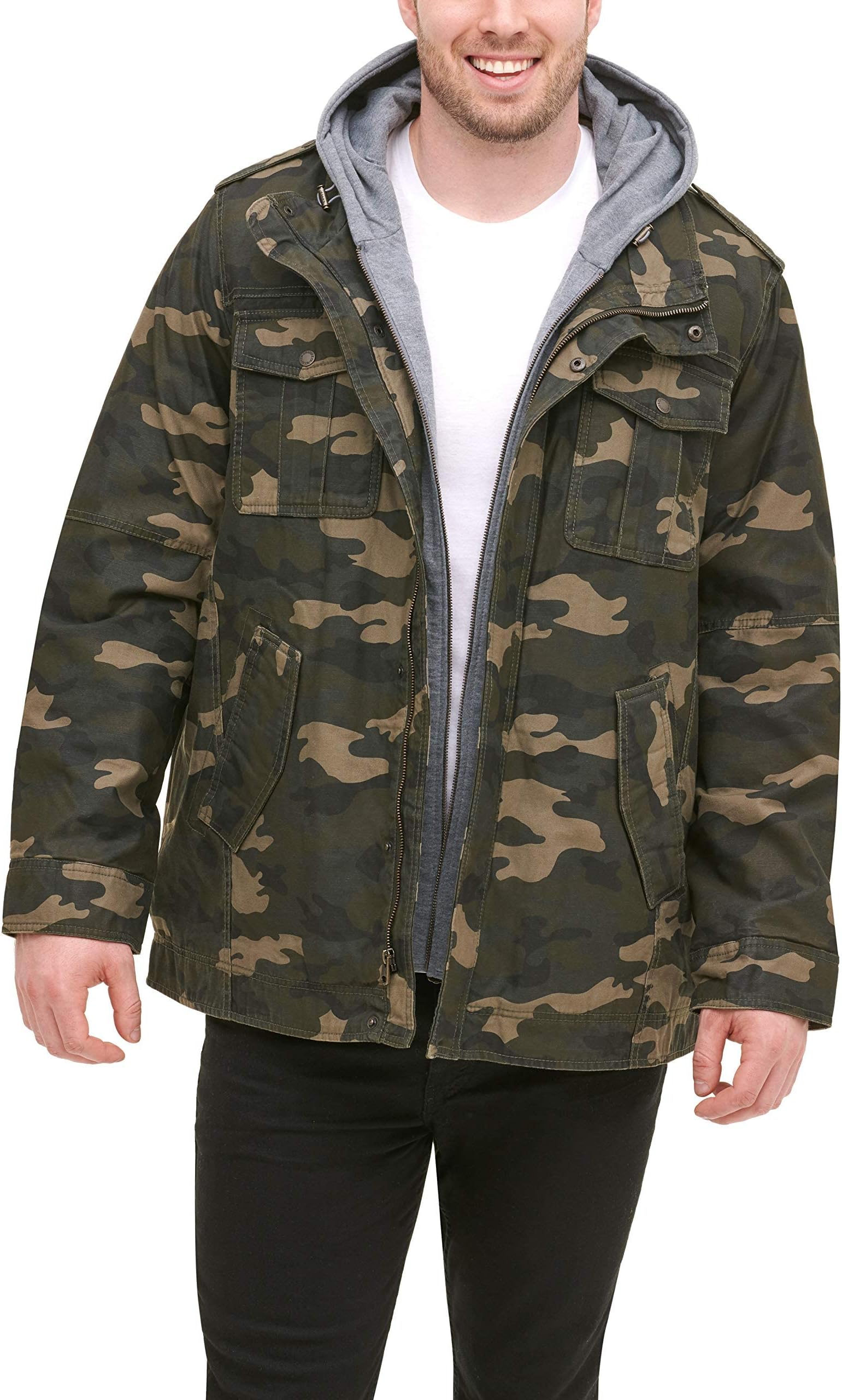 Куртка Levi's Levi's Men's Washed Cotton Hooded Military Jacket, цвет Camouflage 
Куртка Levi's Levi's Men's Washed Cotton Hooded Military Jacket, цвет Camouflage