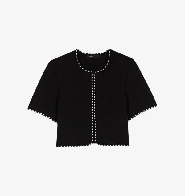 Вязаный кардиган с короткими рукавами и полосатой отделкой Maje, мультиколор
Вязаный кардиган с короткими рукавами и полосатой отделкой Maje, мультиколор