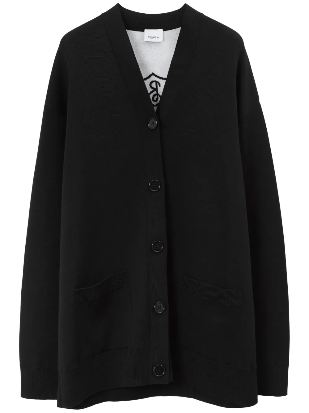 Кардиган с V-образным вырезом и вышитым логотипом BURBERRY, черный
Кардиган с V-образным вырезом и вышитым логотипом BURBERRY, черный