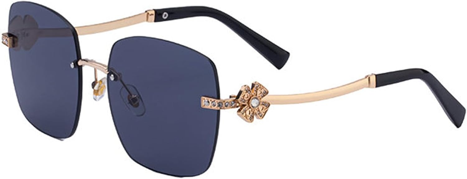 Willochra Классические большие солнцезащитные очки без оправы квадратной формы для женщин, металлическая оправа, линзы с алмазной огранкой, цветочные тона, цвет шампанского, C1
Willochra Классические большие солнцезащитные очки без оправы квадратной формы для женщин, металлическая оправа, линзы с алмазной огранкой, цветочные тона, цвет шампанского, C1