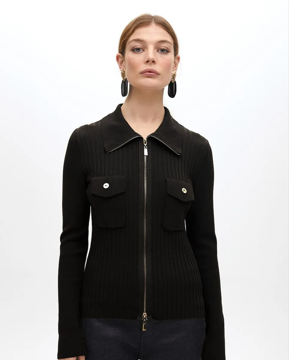 Женский вязаный кардиган в рубчик на молнии Lola Casademunt, черный
Женский вязаный кардиган в рубчик на молнии Lola Casademunt, черный