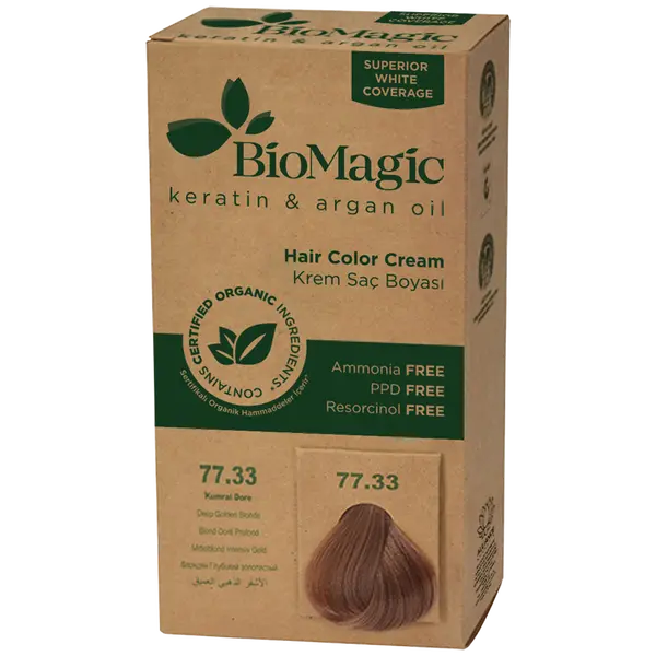 Краска для волос глубокий золотистый блондин 77.33, 250 г Biomagic Keratin&Argan oil, цвет złoty blond 77.33
Краска для волос глубокий золотистый блондин 77.33, 250 г Biomagic Keratin&Argan oil, цвет złoty blond 77.33