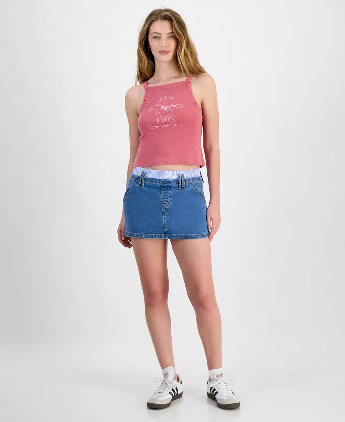 Юбка из денима с контрастной талией для юниоров Madden Girl, синий
Юбка из денима с контрастной талией для юниоров Madden Girl, синий