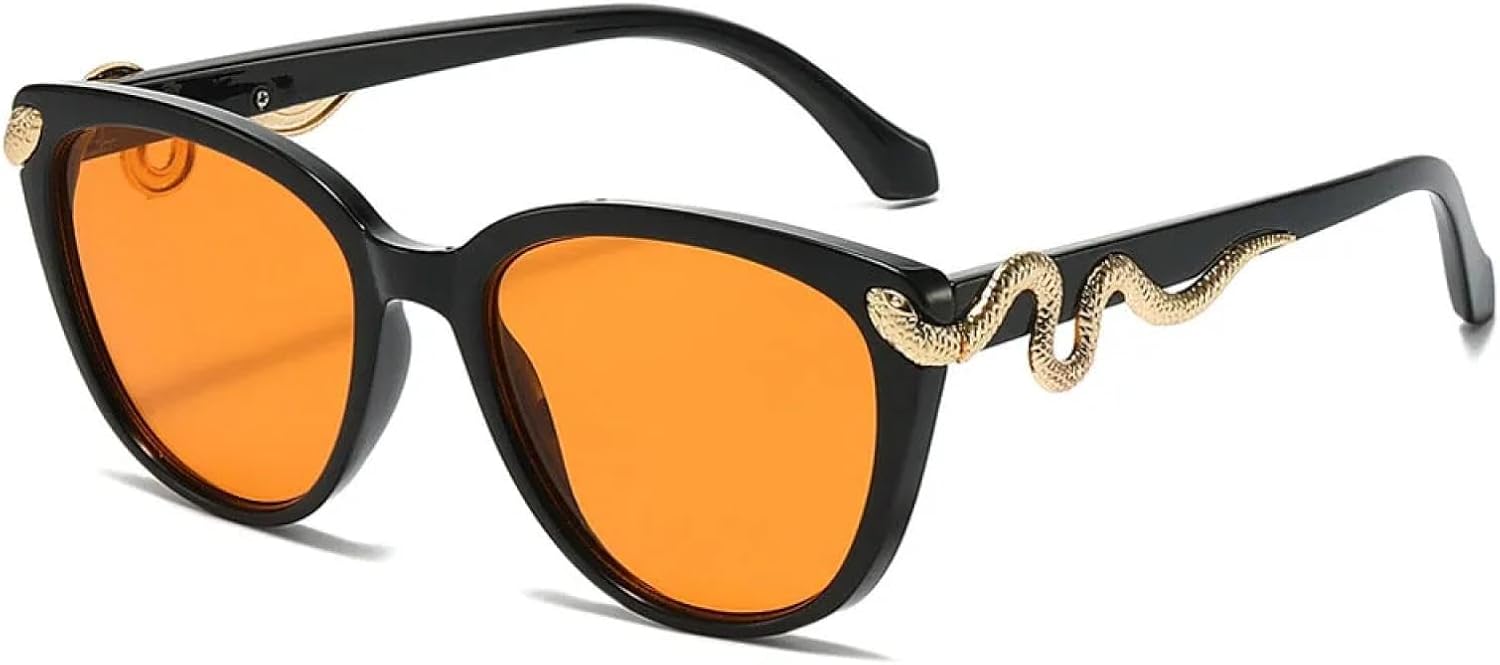 Винтажные солнцезащитные очки «Кошачий глаз» с золотистым змеиным принтом для женщин и мужчин в стиле панк, популярные и сексуальные, с защитой от УФ-излучения UV400 TYUVIVO, Black Orange
Винтажные солнцезащитные очки «Кошачий глаз» с золотистым змеиным принтом для женщин и мужчин в стиле панк, популярные и сексуальные, с защитой от УФ-излучения UV400 TYUVIVO, Black Orange