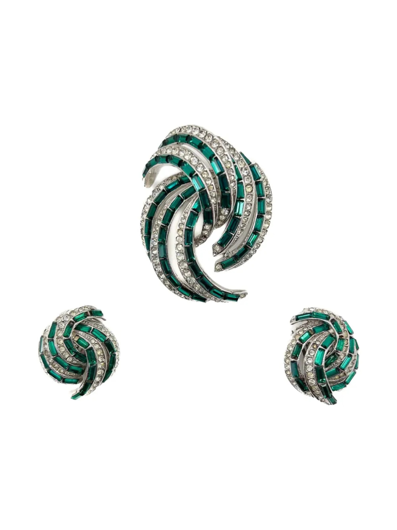 Jennifer Gibson Jewellery комплект из броши и серег с кристаллами (1950-е годы), серебряный
Jennifer Gibson Jewellery комплект из броши и серег с кристаллами (1950-е годы), серебряный