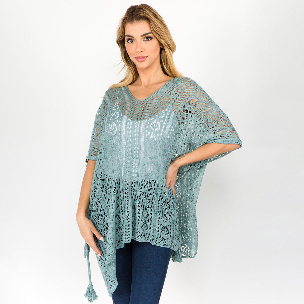 Бохо пончо с кружевными кистями TRUEDAMES, Sage
Бохо пончо с кружевными кистями TRUEDAMES, Sage