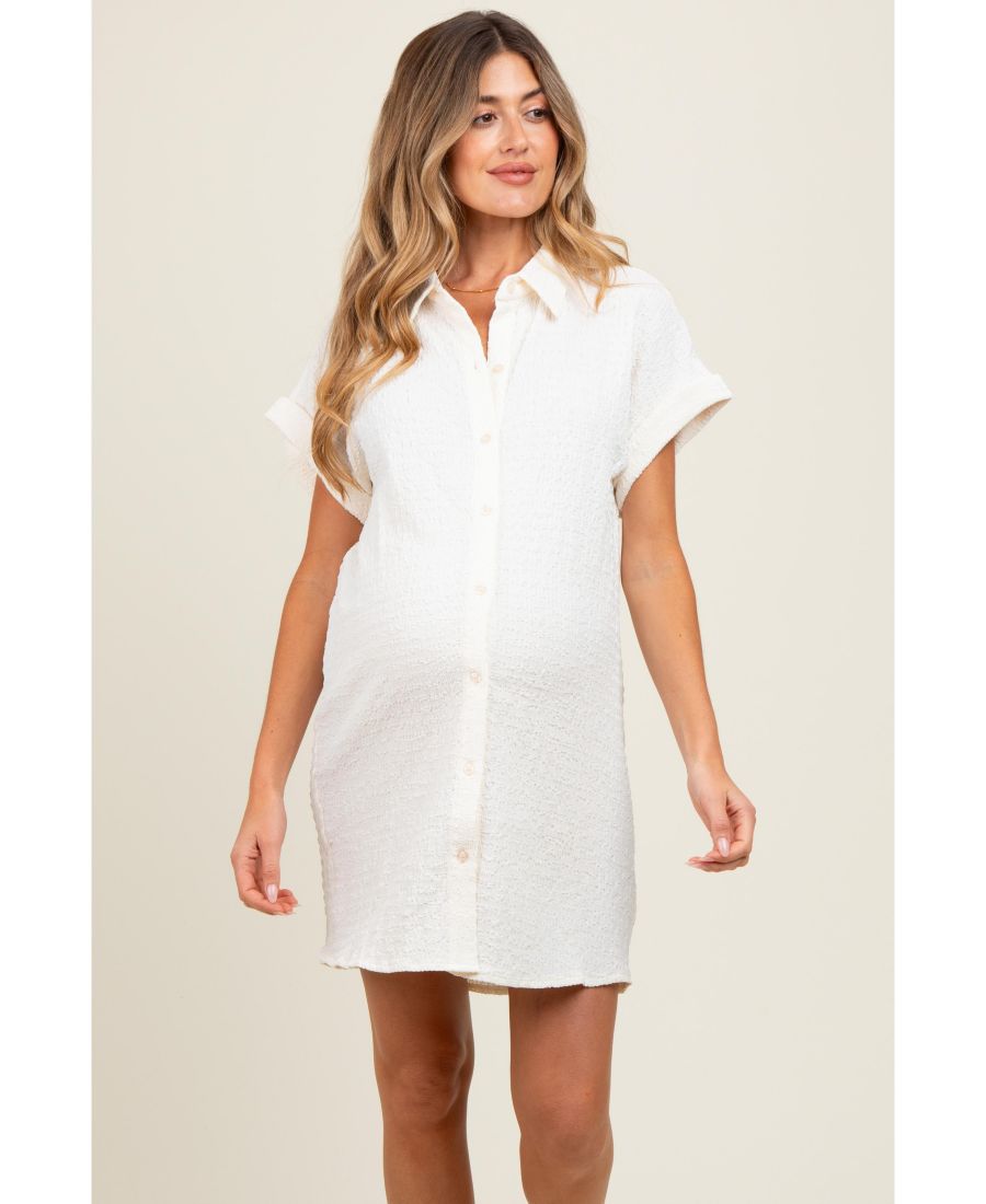 Платье-рубашка для беременных цвета слоновой кости с короткими рукавами и пуговицами, фактурная, с короткими рукавами Pinkblush, Ivory
Платье-рубашка для беременных цвета слоновой кости с короткими рукавами и пуговицами, фактурная, с короткими рукавами Pinkblush, Ivory