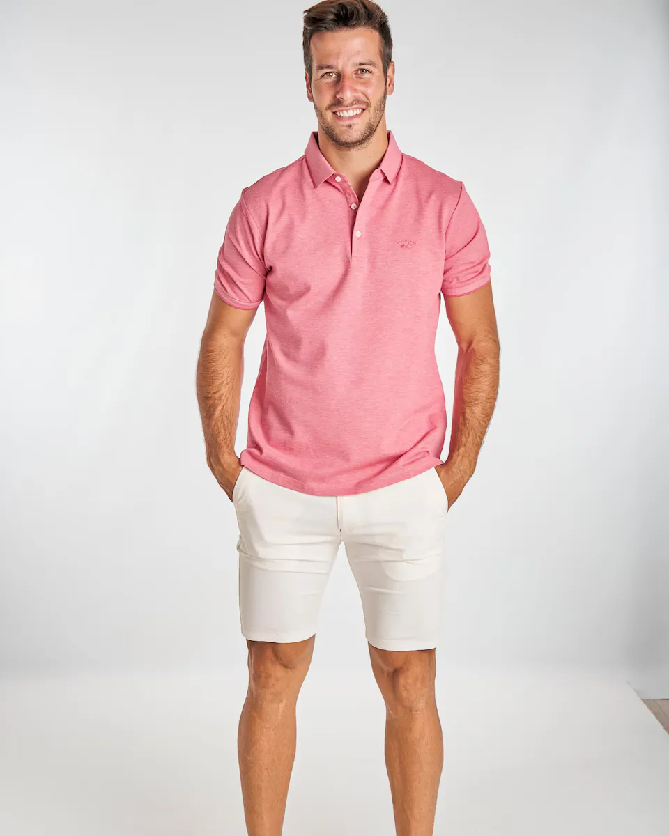 Мужская рубашка-поло с короткими рукавами из пике с соответствующим вышитым логотипом-флажком Spagnolo, розовый
Мужская рубашка-поло с короткими рукавами из пике с соответствующим вышитым логотипом-флажком Spagnolo, розовый