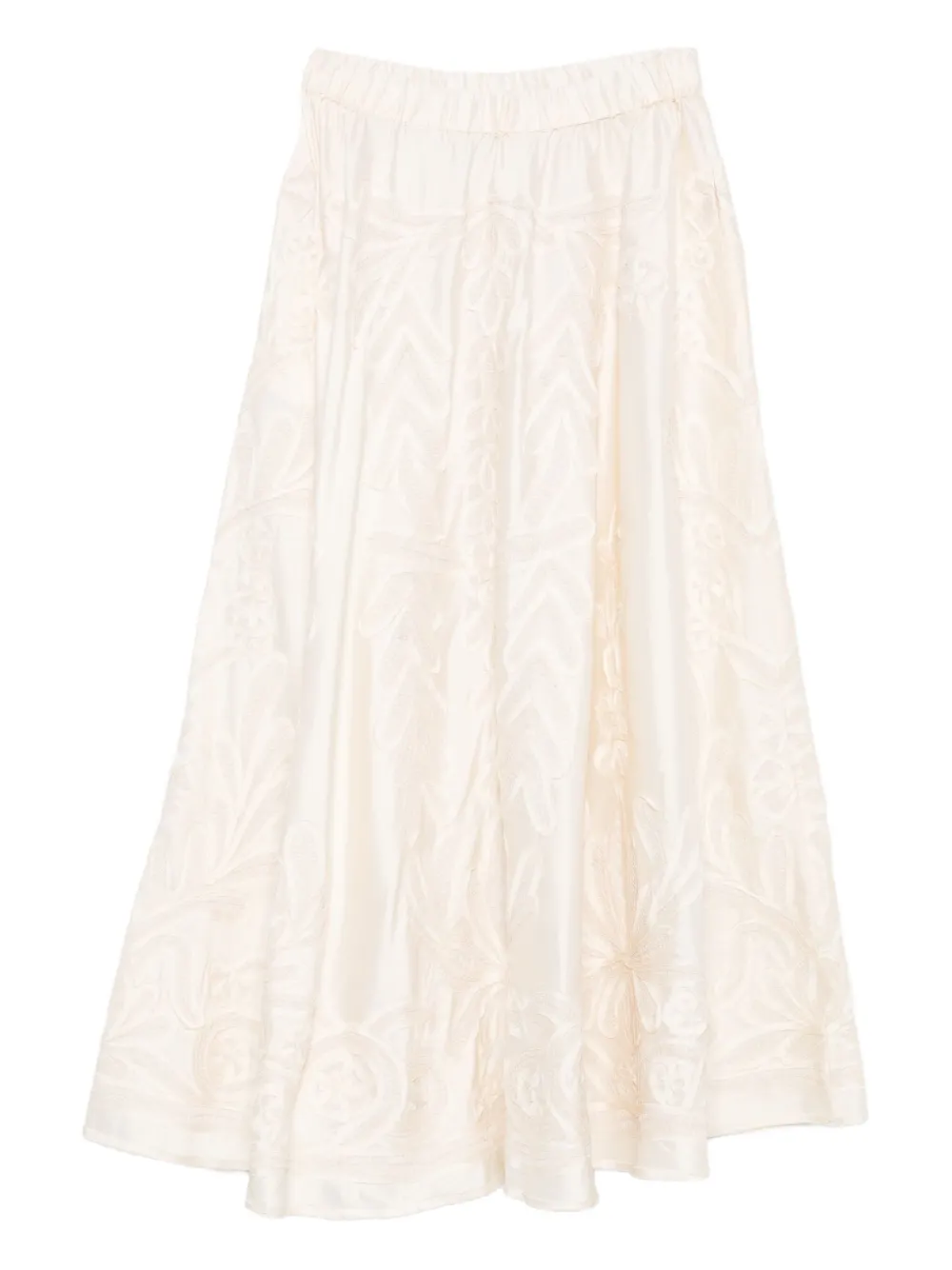 Расклешенная юбка макси с вышитыми деталями P.A.R.O.S.H., нейтральный 
Расклешенная юбка макси с вышитыми деталями P.A.R.O.S.H., нейтральный