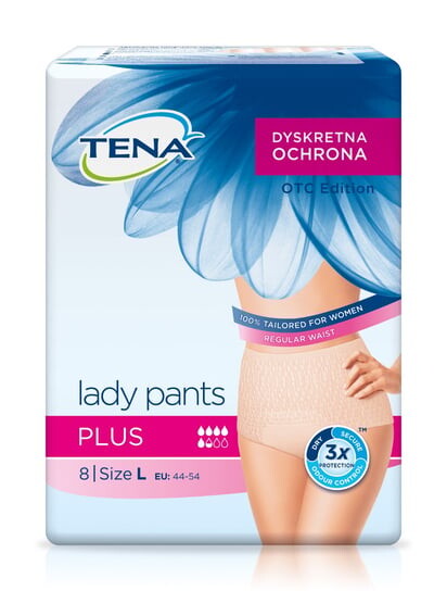 Впитывающее белье, большие 95-130 см, 8 шт. Tena Lady Pants Plus
Впитывающее белье, большие 95-130 см, 8 шт. Tena Lady Pants Plus