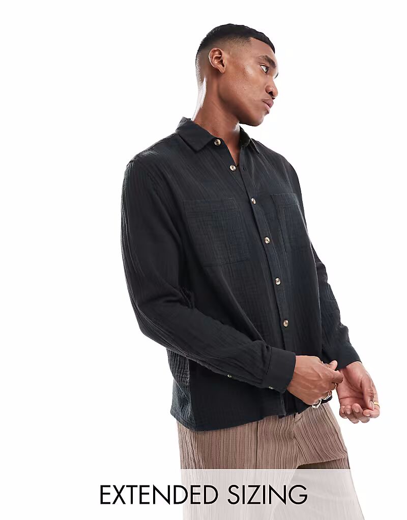 Рубашка свободного кроя с квадратным воротником, темно-серого цвета Asos Design
Рубашка свободного кроя с квадратным воротником, темно-серого цвета Asos Design