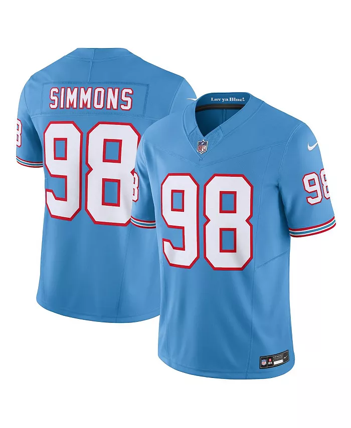 Мужская джерси Jeffery Simmons светло-голубая Tennessee Titans Oilers Throwback Vapor F.U.S.E. Limited Nike
Мужская джерси Jeffery Simmons светло-голубая Tennessee Titans Oilers Throwback Vapor F.U.S.E. Limited Nike