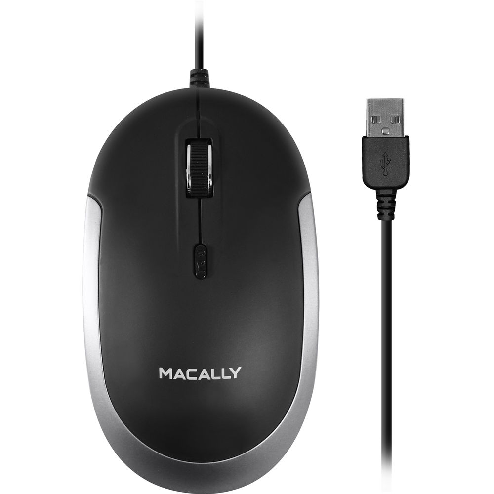 Оптическая бесшумная USB-мышь Macally (черная/серая)