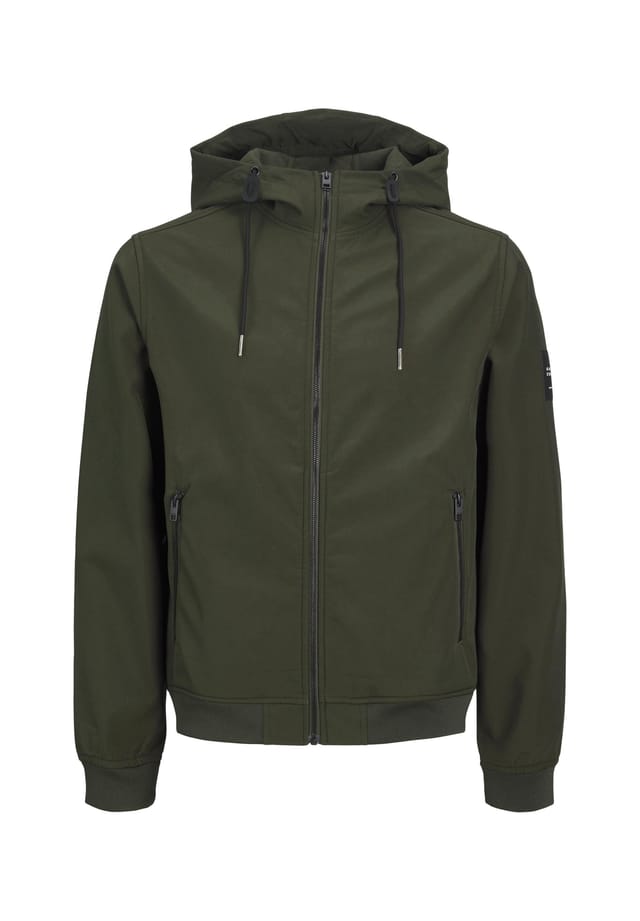 Куртка базовая софтшелл куртка с капюшоном и молнией Jack & Jones, зеленый 
Куртка базовая софтшелл куртка с капюшоном и молнией Jack & Jones, зеленый
