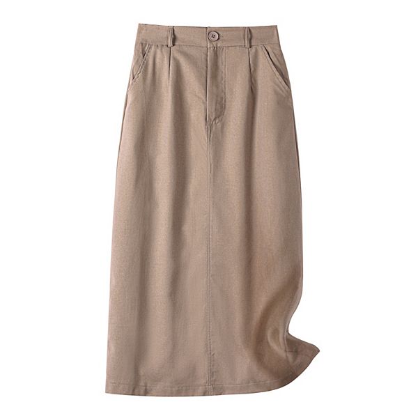 Хлопковая льняная миди-юбка для женщин с разрезом сзади и карманами Inspire Chic, Brown
Хлопковая льняная миди-юбка для женщин с разрезом сзади и карманами Inspire Chic, Brown