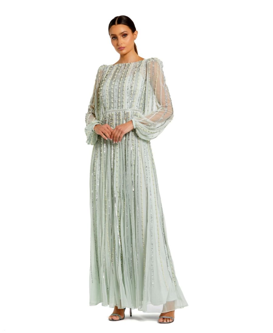 Женское вечернее платье А-силуэта с длинными рукавами и вышивкой Mac Duggal, Mint
Женское вечернее платье А-силуэта с длинными рукавами и вышивкой Mac Duggal, Mint